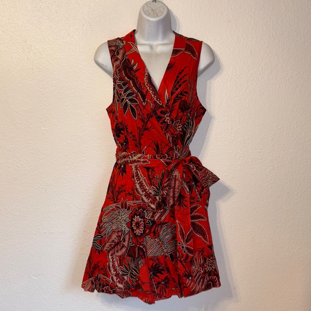 Banana Republic Floral Red Wrap Dress